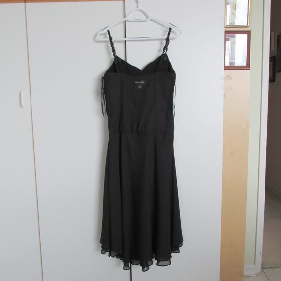 Anne Klein Black Silk Chiffon Beaded Strap Dress NYE Size 6 - Picture 12 of 12
